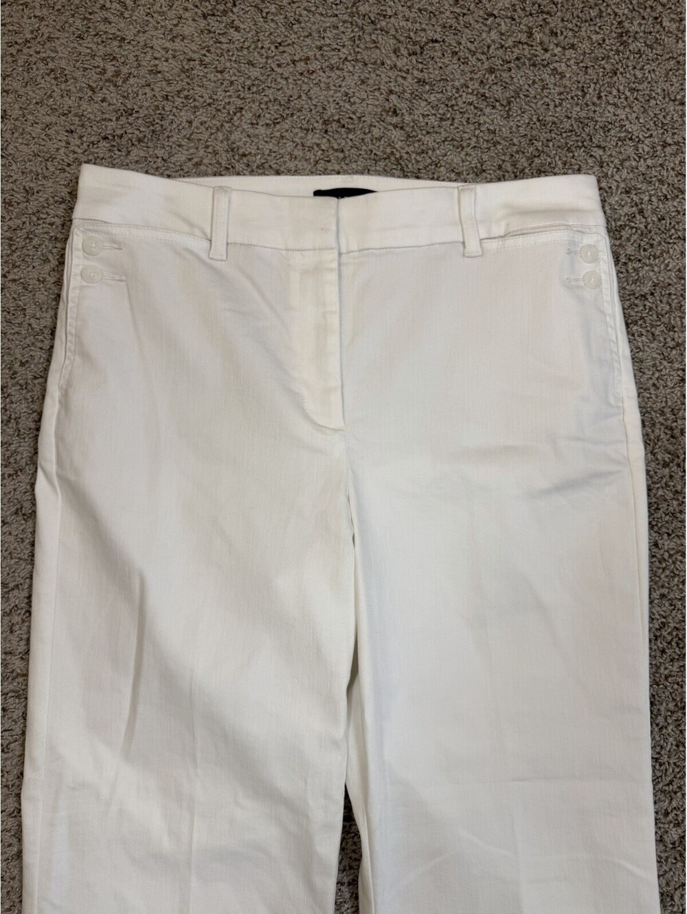 Talbots Women’s White Straight Leg Trousers Size 12 Preppy Coastal Casual